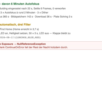 Zeitstrahl der ersten automatischen Nacht